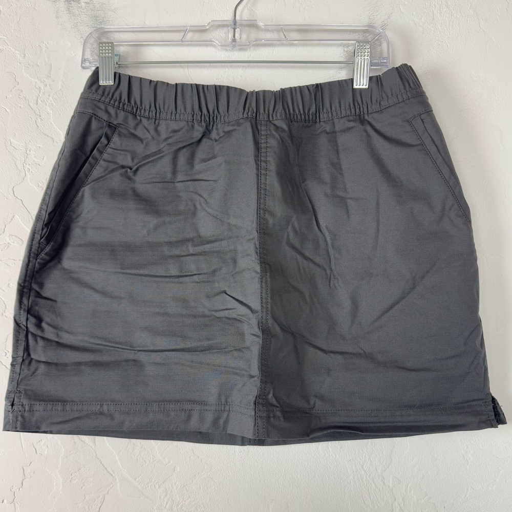 Prana Skirt Skort Double Peak Charcoal Grey Dark Solid Utility Pull On Lined‎